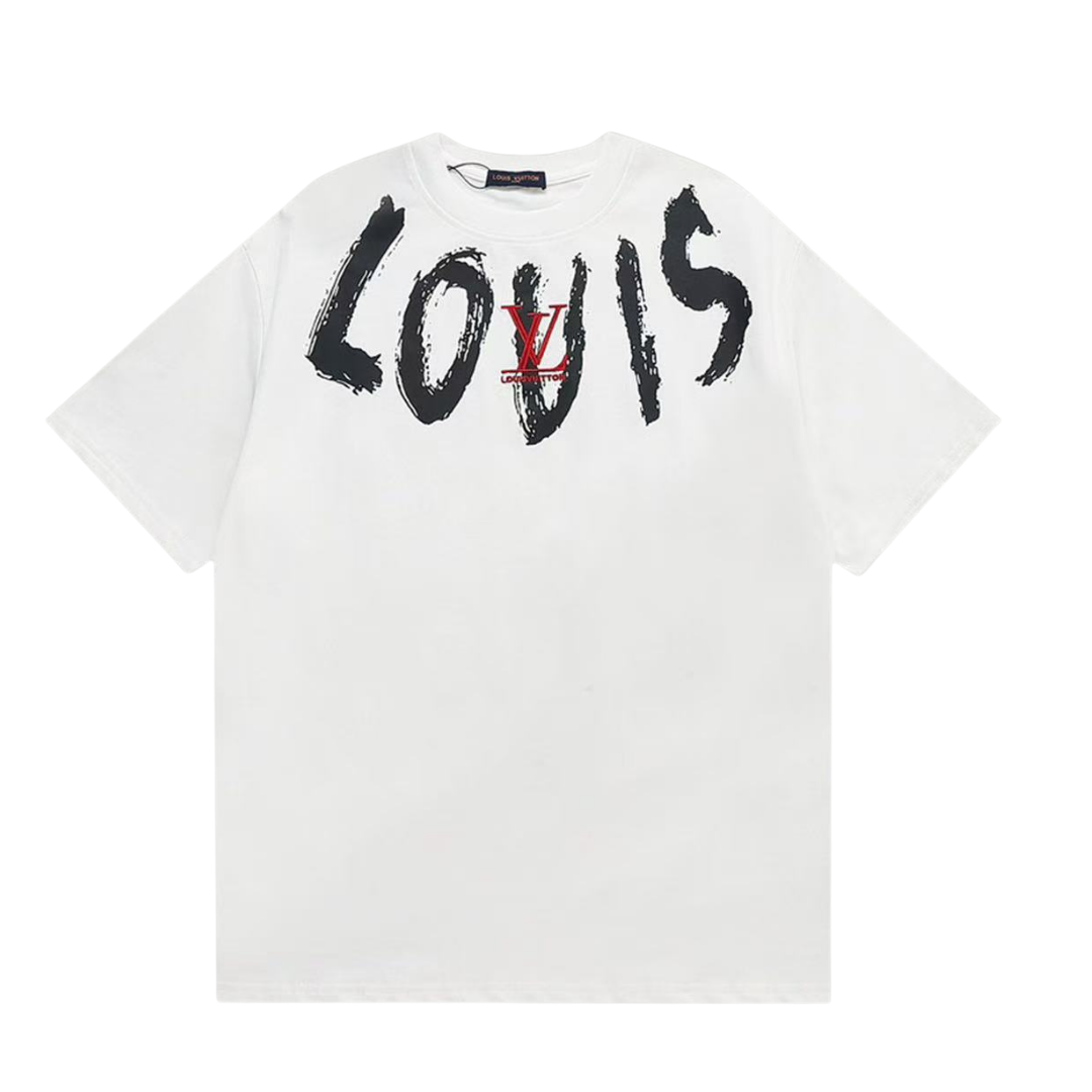 Louis Vuitton T-Shirt red embroidered logo with spray paint