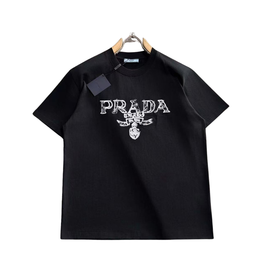 Prada white embroidered logo Tee