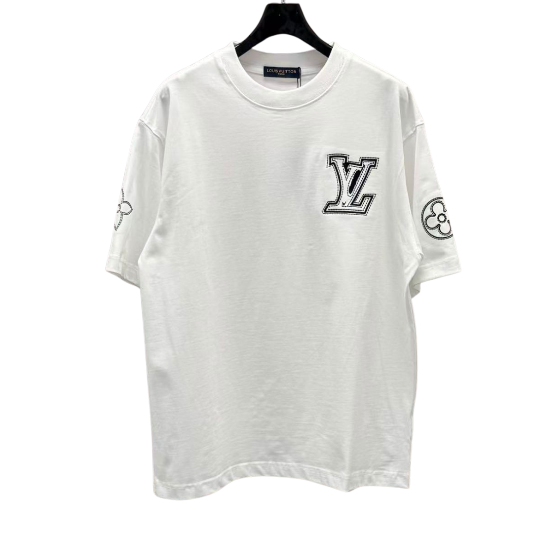 Louis Vuitton T-Shirt White with Black lining stitching patch