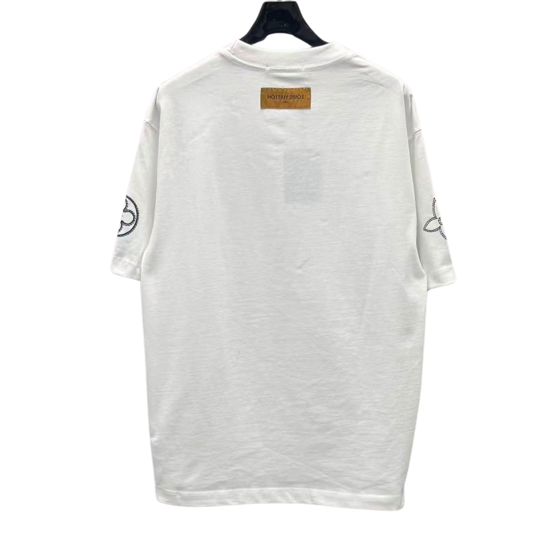 Louis Vuitton T-Shirt White with Black lining stitching patch