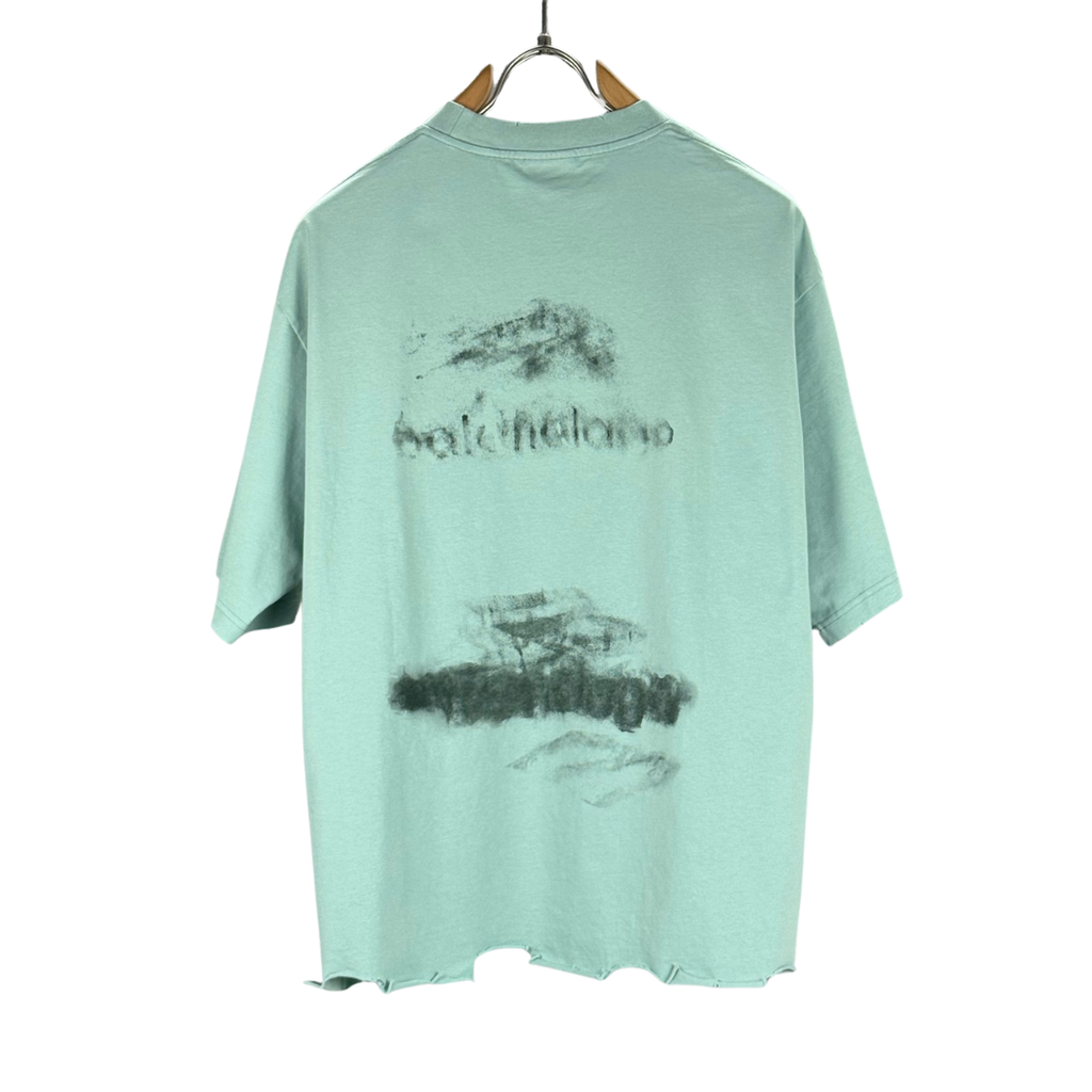 Balenciaga five logo washed designed logo Tee