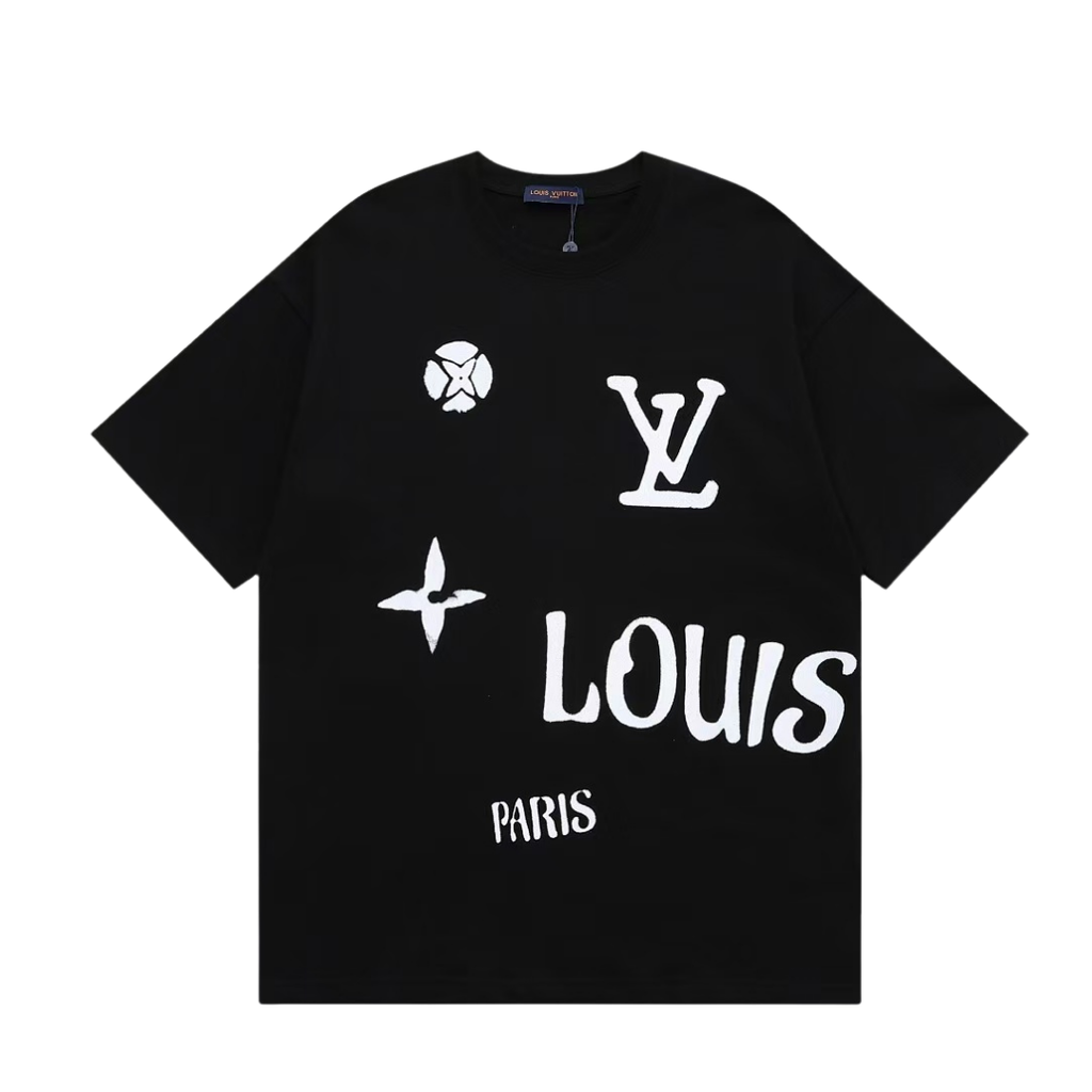 Louis Vuitton T-Shirt White with splashing ink logo