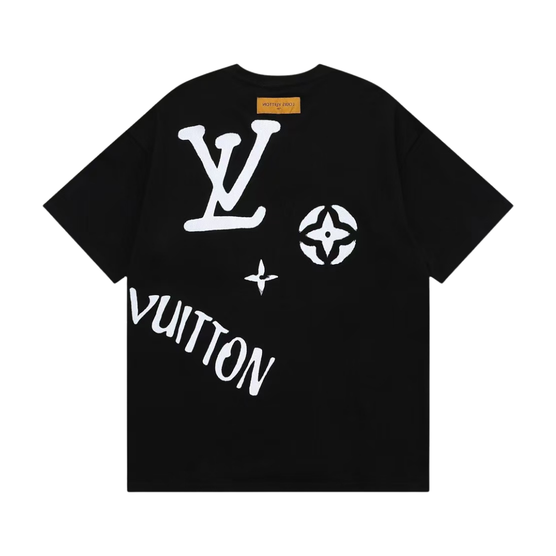 Louis Vuitton T-Shirt White with splashing ink logo