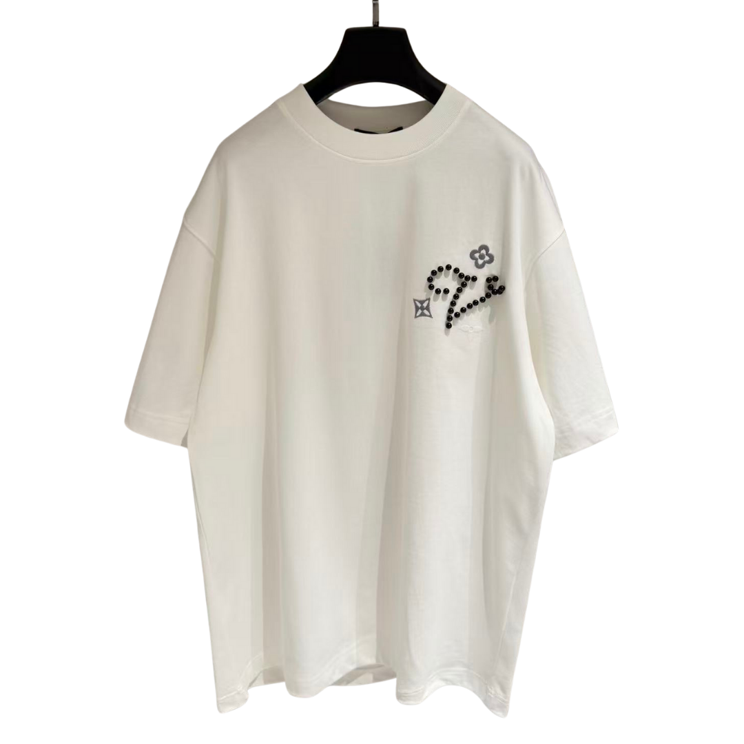 Louis Vuitton T-Shirt White with Pearls Detailing