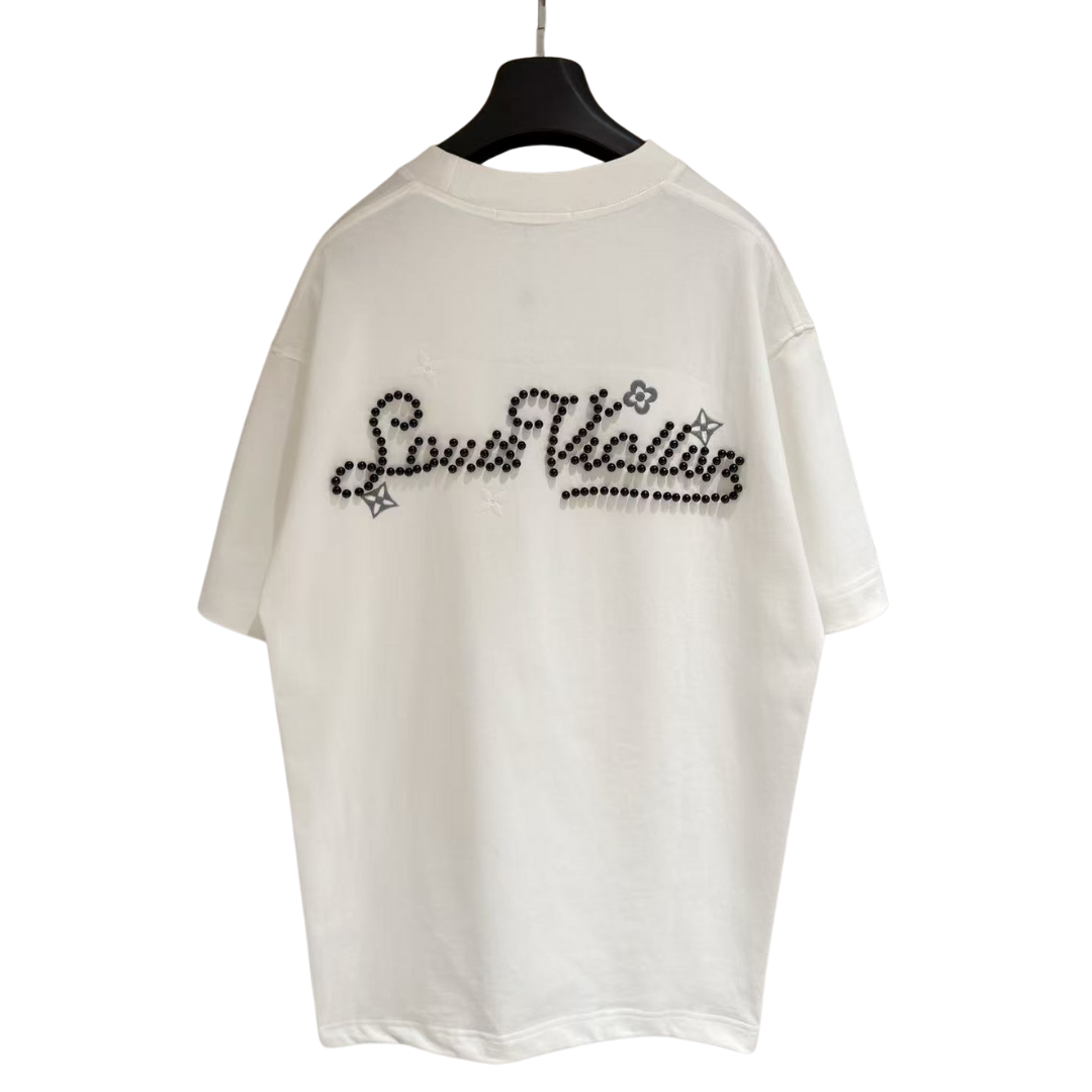 Louis Vuitton T-Shirt White with Pearls Detailing