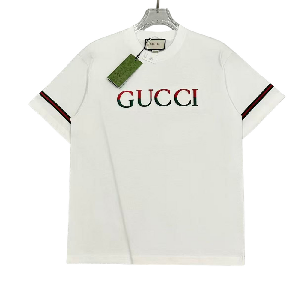 Gucci Embroidered Wording Logo Tee
