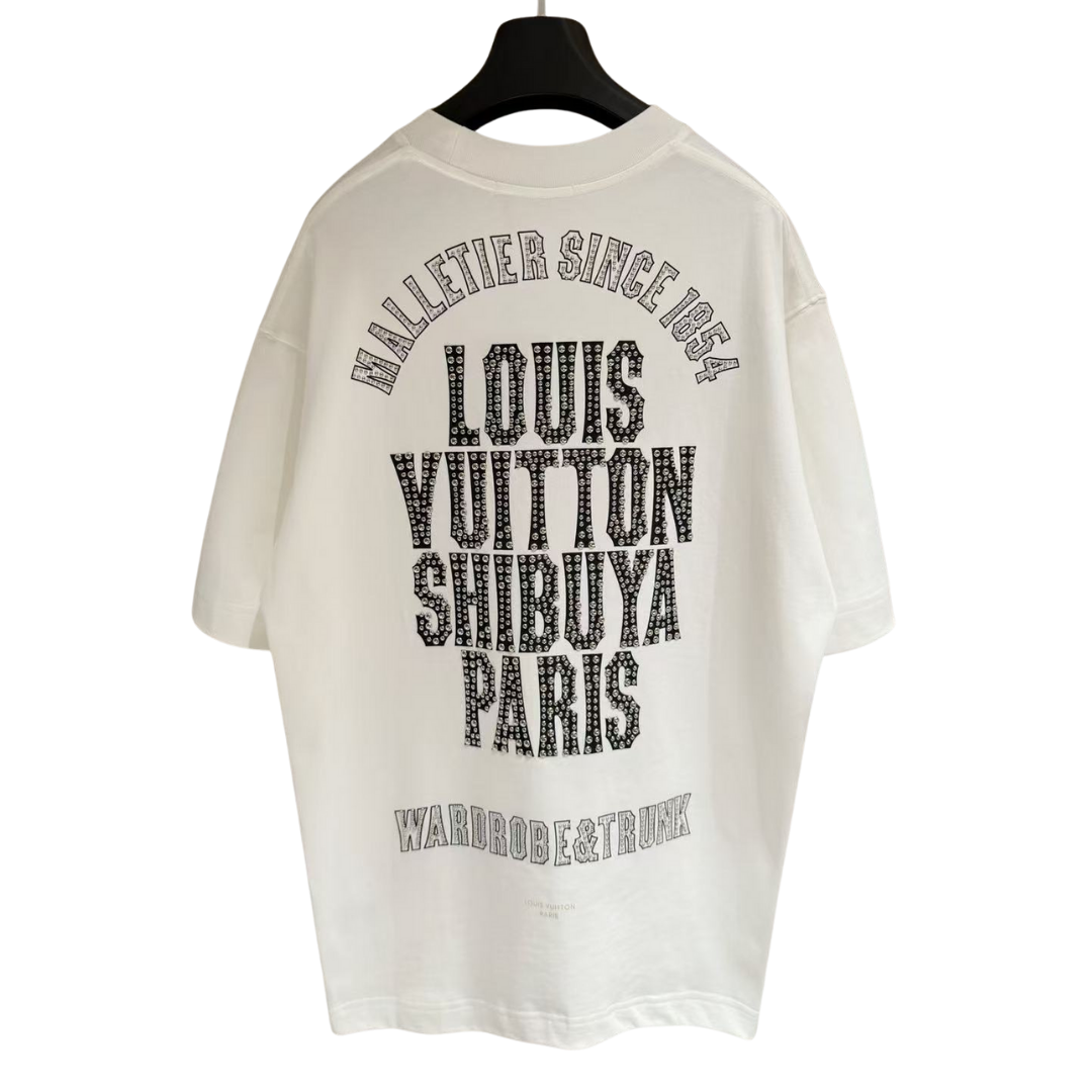 Louis Vuitton SHIBUYA PARIS T-Shirt White with Beads Detailing
