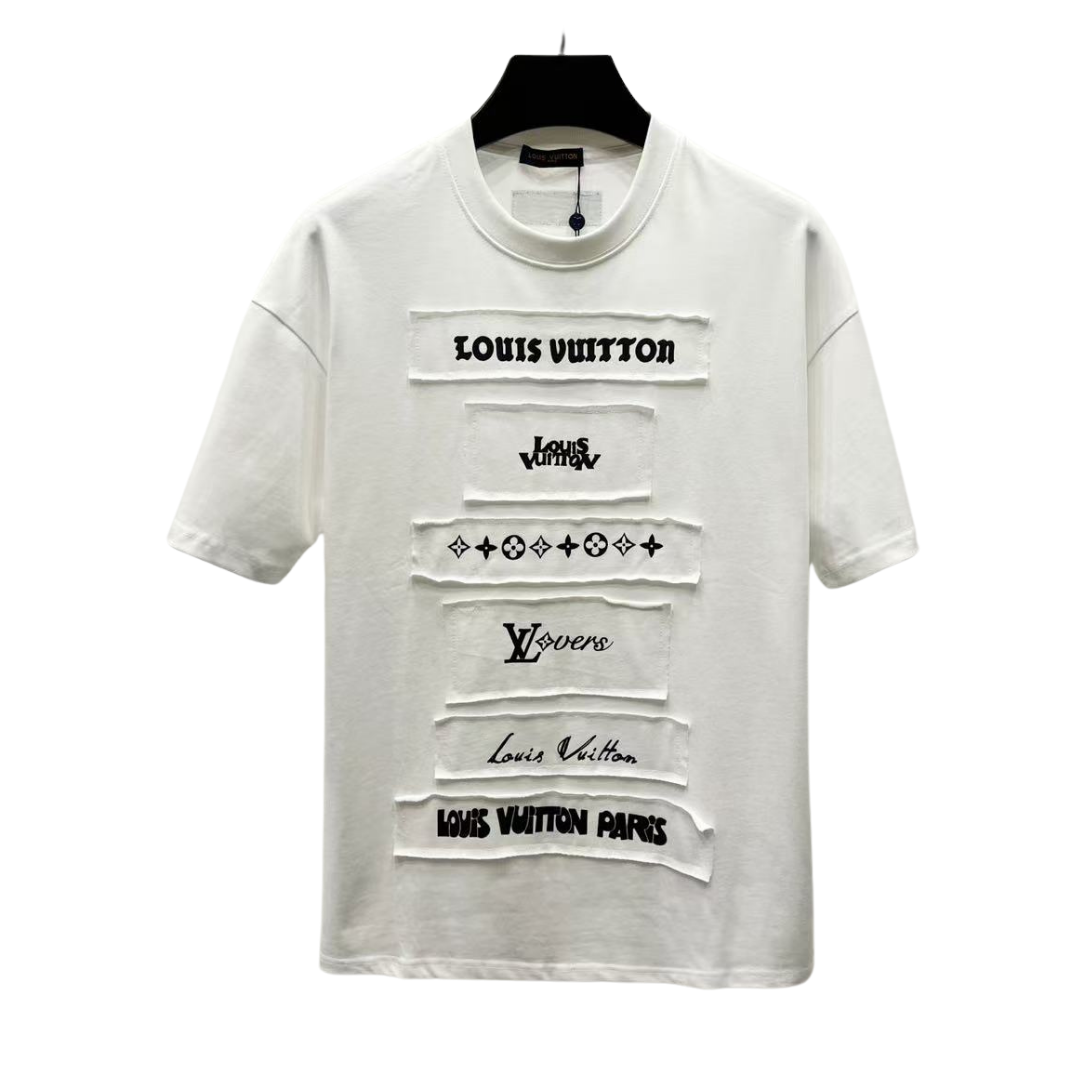 Louis Vuitton T-Shirt all logo with sewing patches