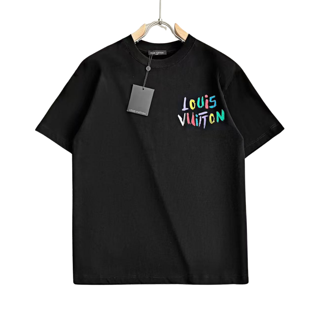 Louis Vuitton T-Shirt small paint logo with back designed