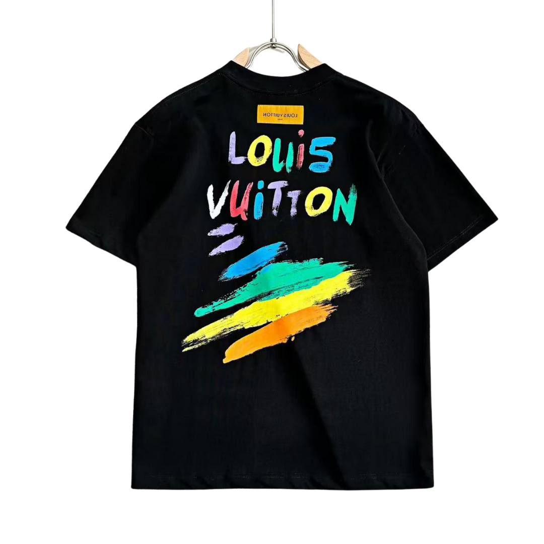 Louis Vuitton T-Shirt small paint logo with back designed