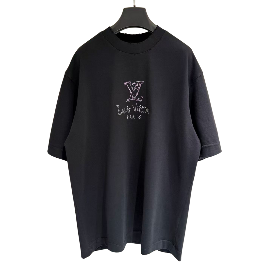 Louis Vuitton T-Shirt patch lettering short-sleeved