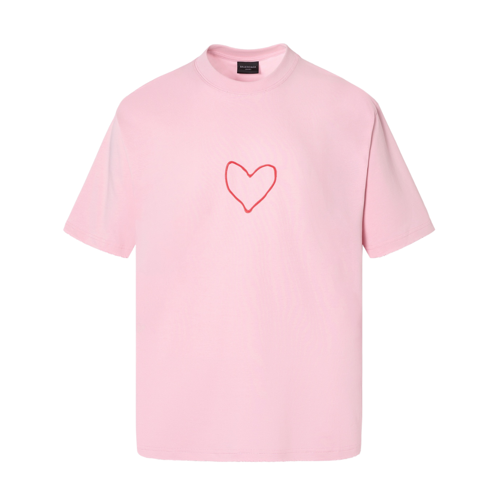 Balenciaga Pink Love Logo Tee