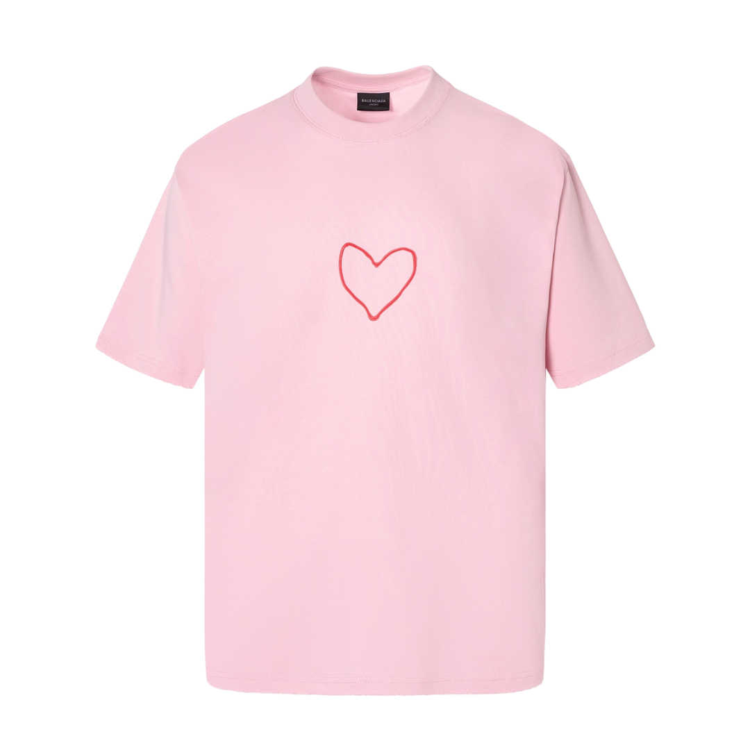 Balenciaga Pink Love Logo Tee