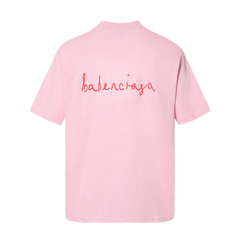 Balenciaga Pink Love Logo Tee