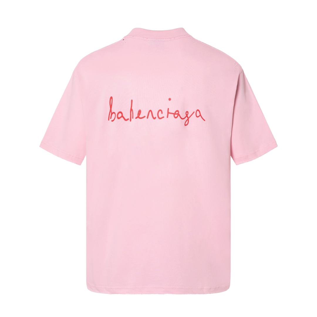 Balenciaga Pink Love Logo Tee