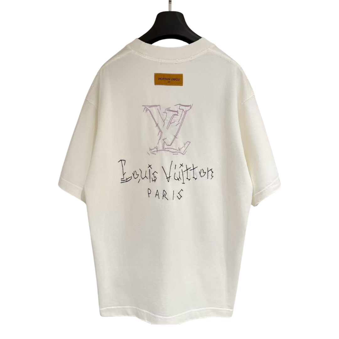 Louis Vuitton T-Shirt patch lettering short-sleeved