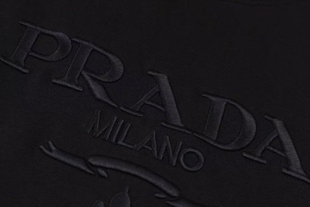 Prada black embroidery wording logo