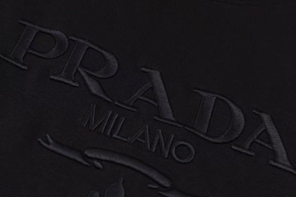 Prada black embroidery wording logo