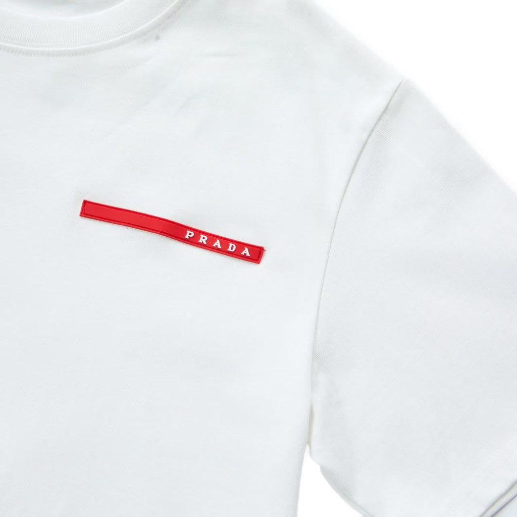 Prada rubble red lining designed wording Tee