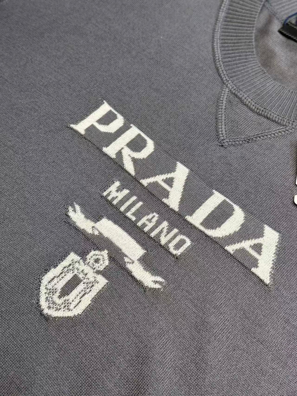 Prada Grey silk embroidery Tee