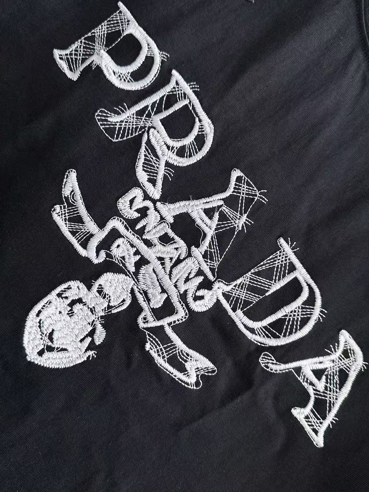 Prada white embroidered logo Tee