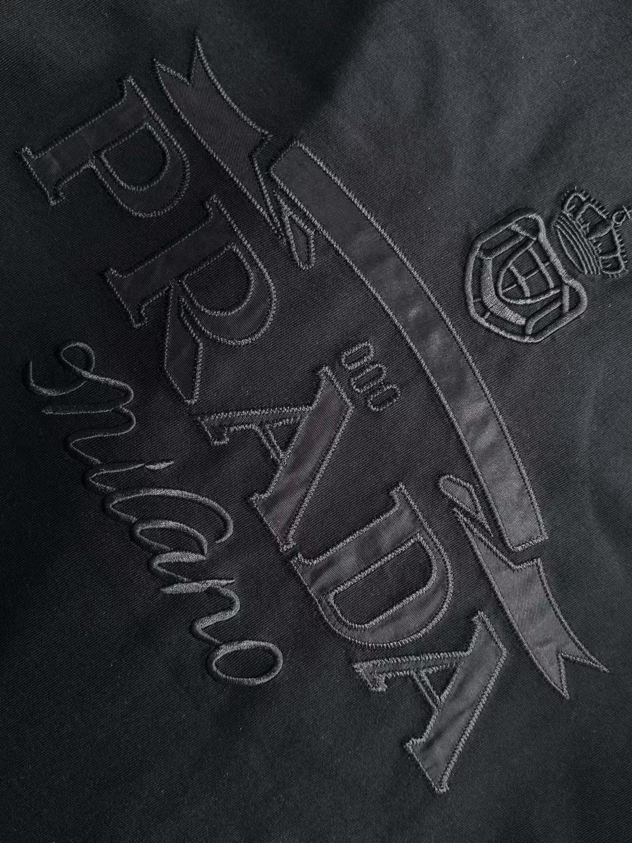 Prada black embroidered logo Tee
