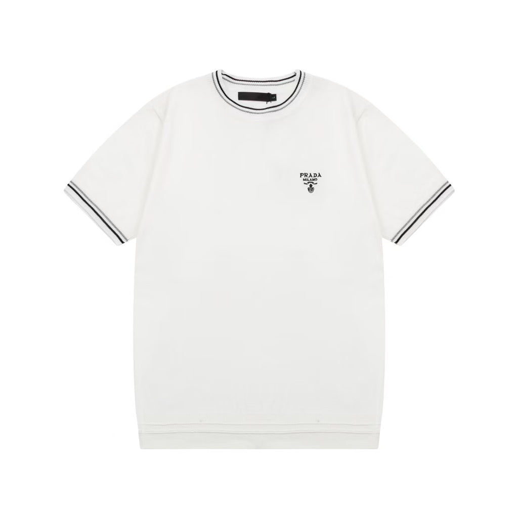 Prada round neck lining with embroidered wording logo Tee