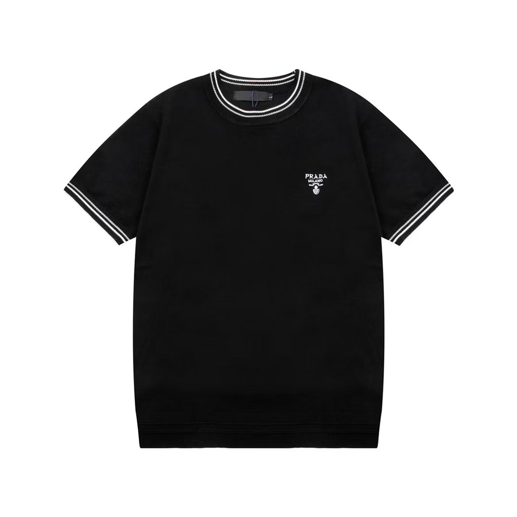 Prada round neck lining with embroidered wording logo Tee