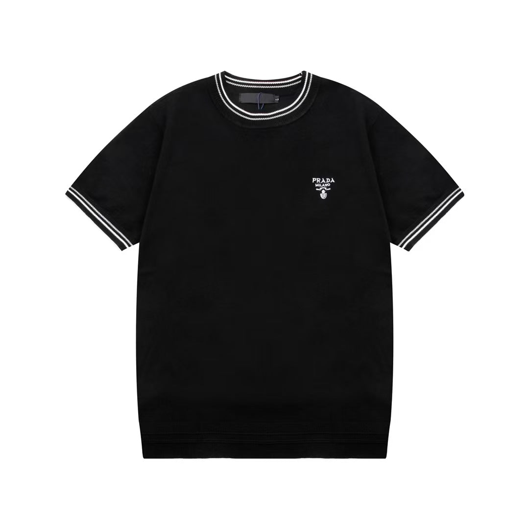 Prada round neck lining with embroidered wording logo Tee