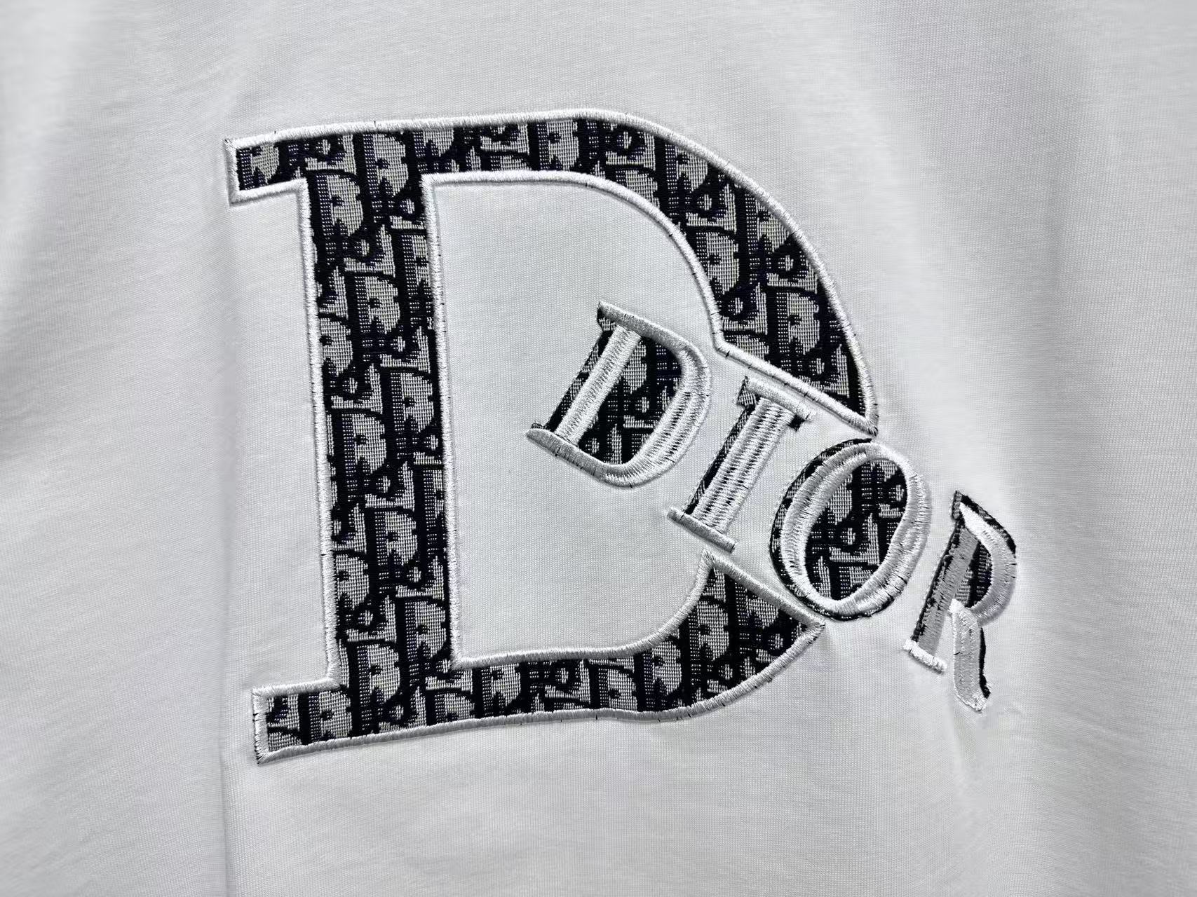 Dior Big Logo Designed Embroidered Logo Tee