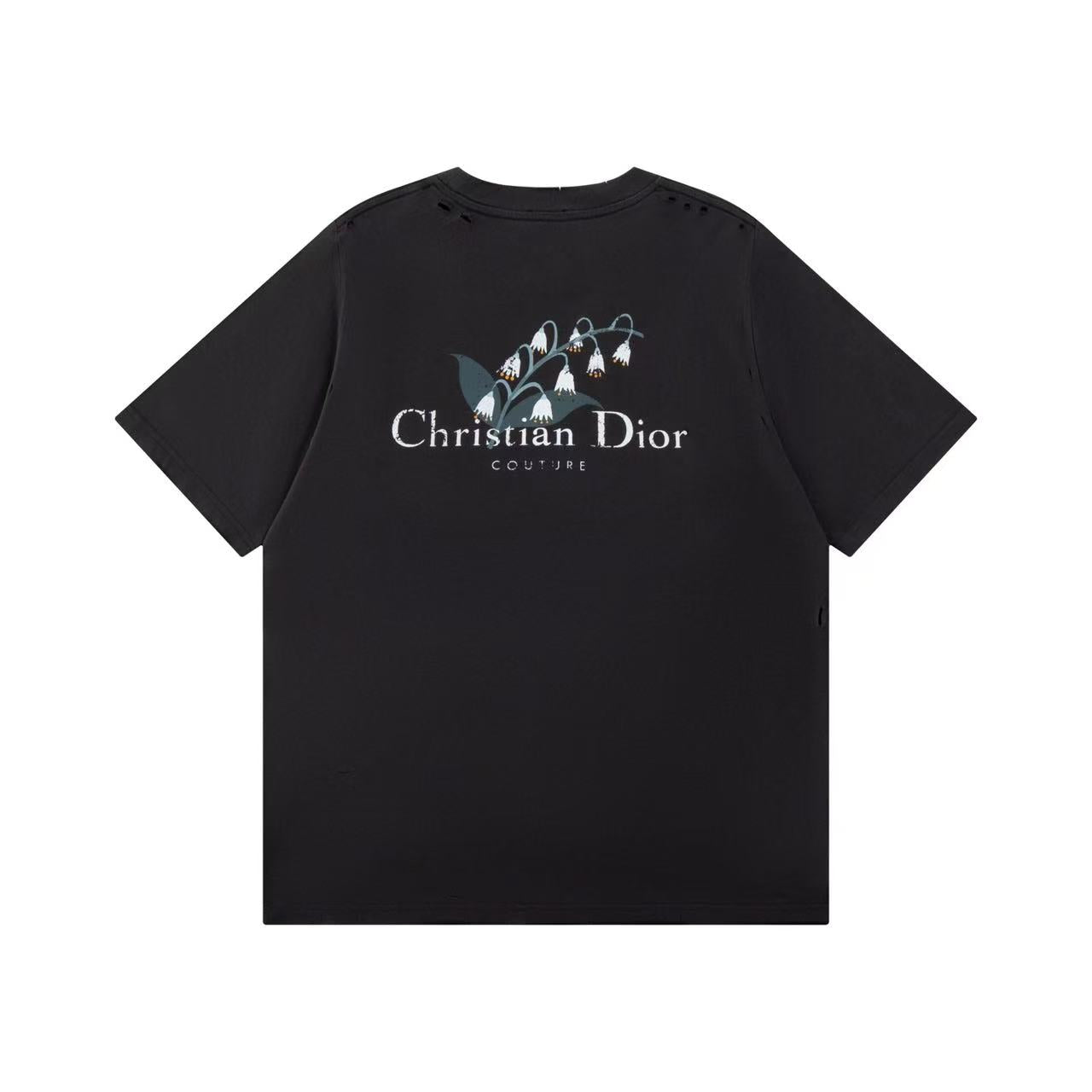 Dior Flower Bell Embroidered Logo Tee