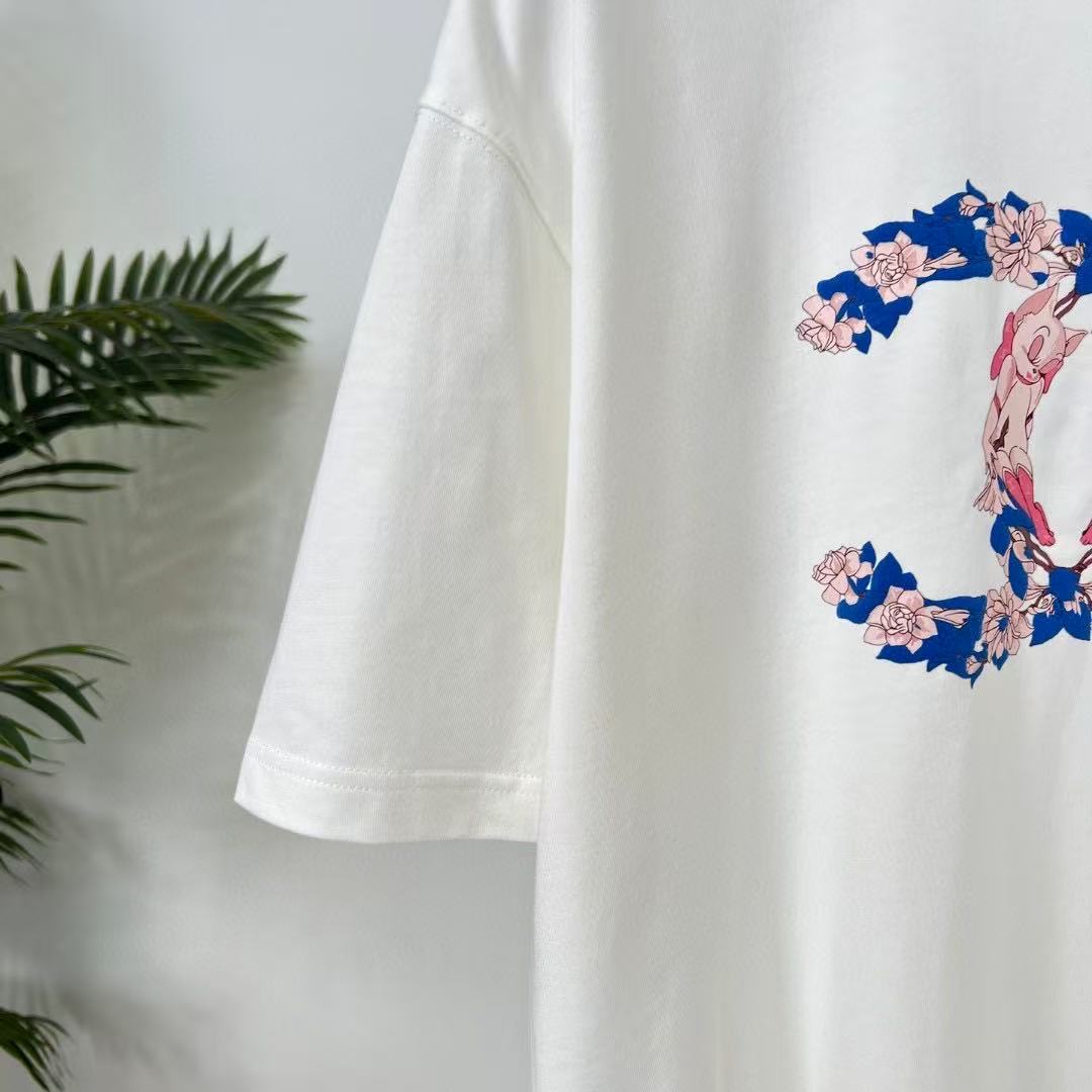 Chanel Flower Printed CC Logo Tee