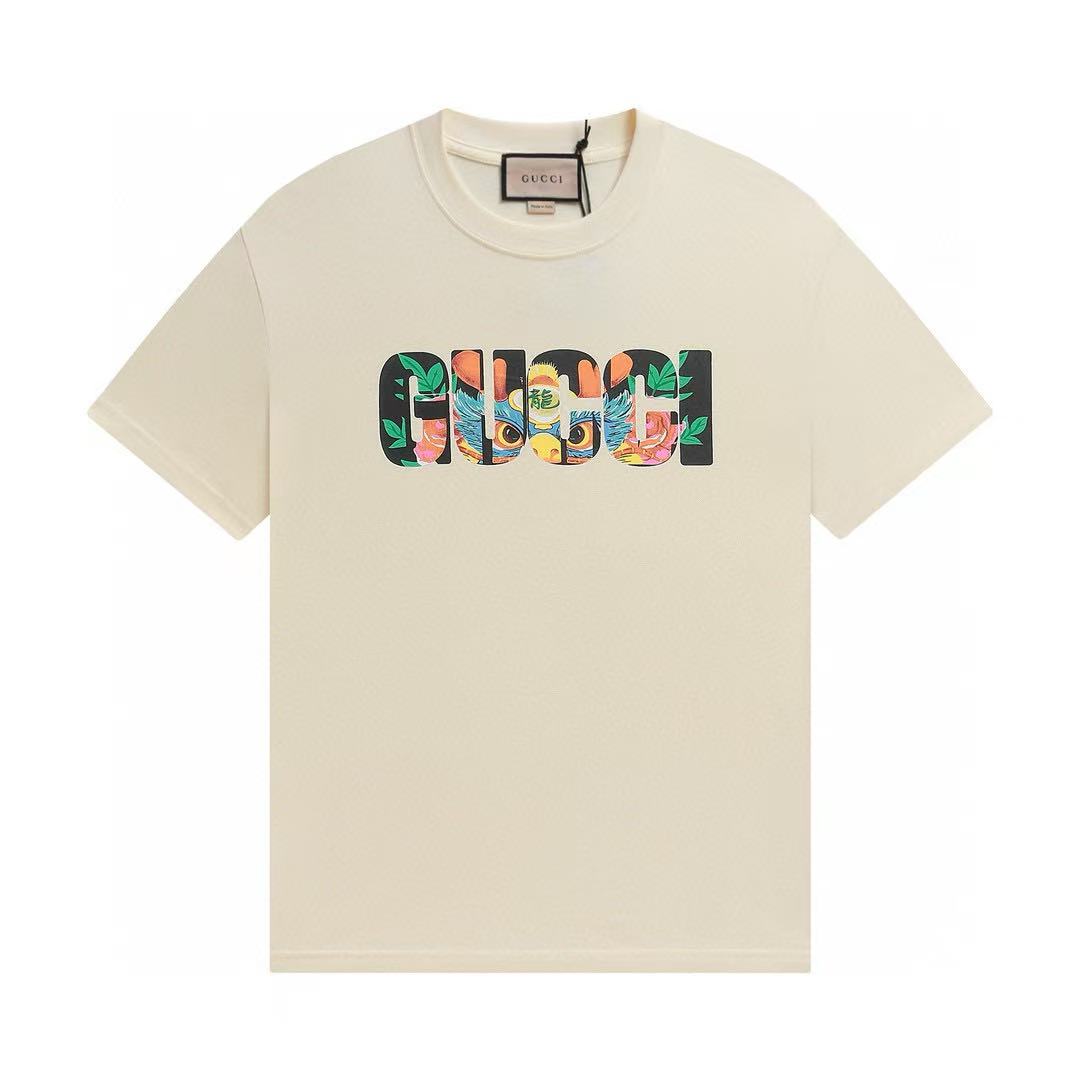 Gucci Flower Printed Wording Logo Tee