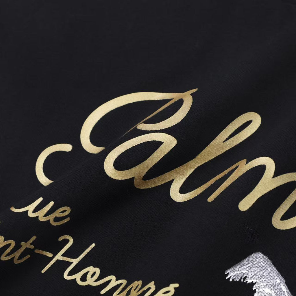 Palm Angels Gold Wording Palm Tree Tee