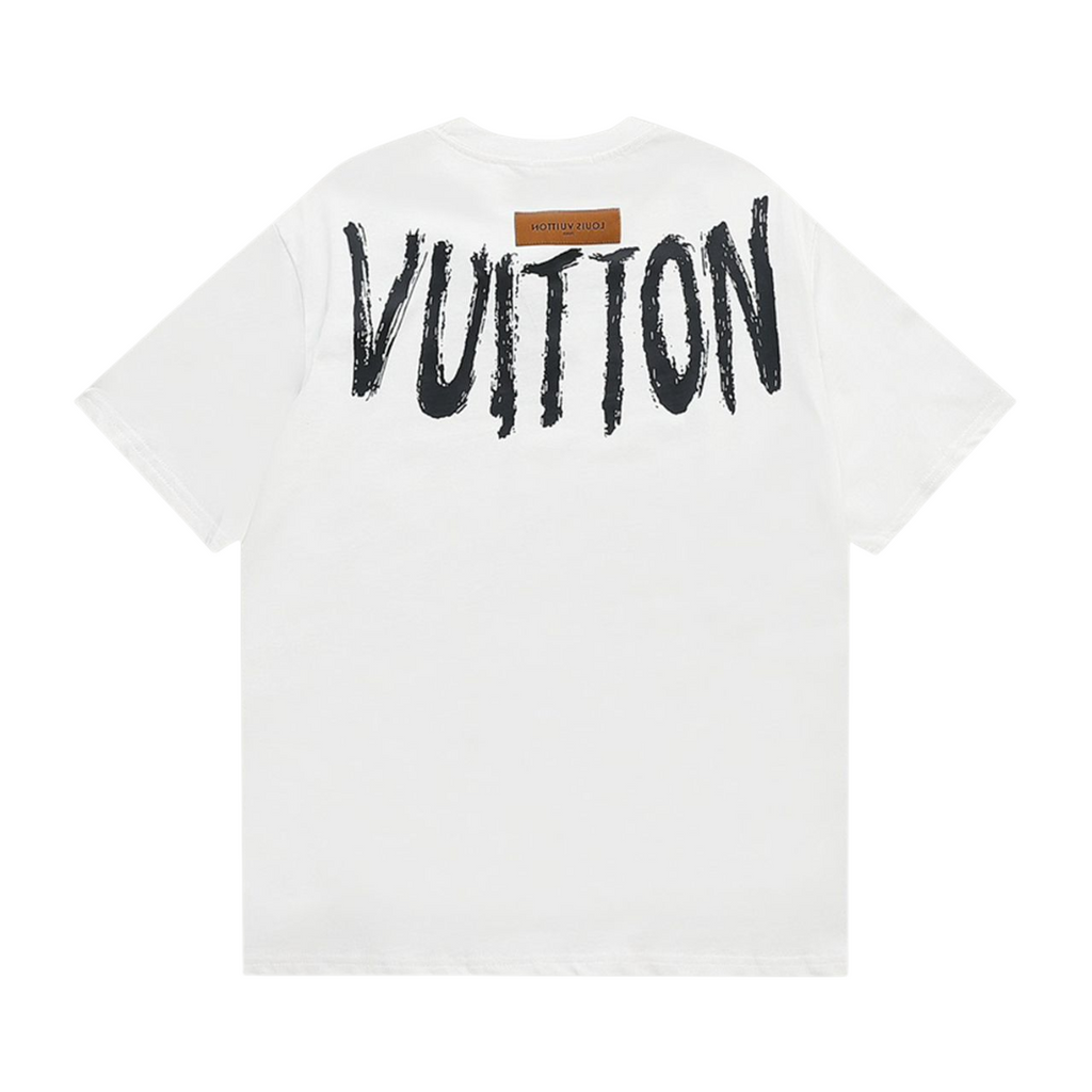 Louis Vuitton T-Shirt red embroidered logo with spray paint