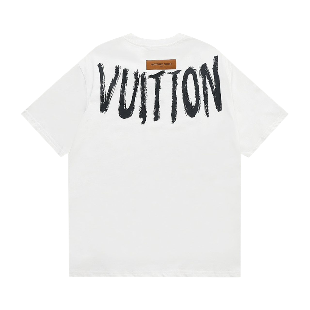 Louis Vuitton T-Shirt red embroidered logo with spray paint