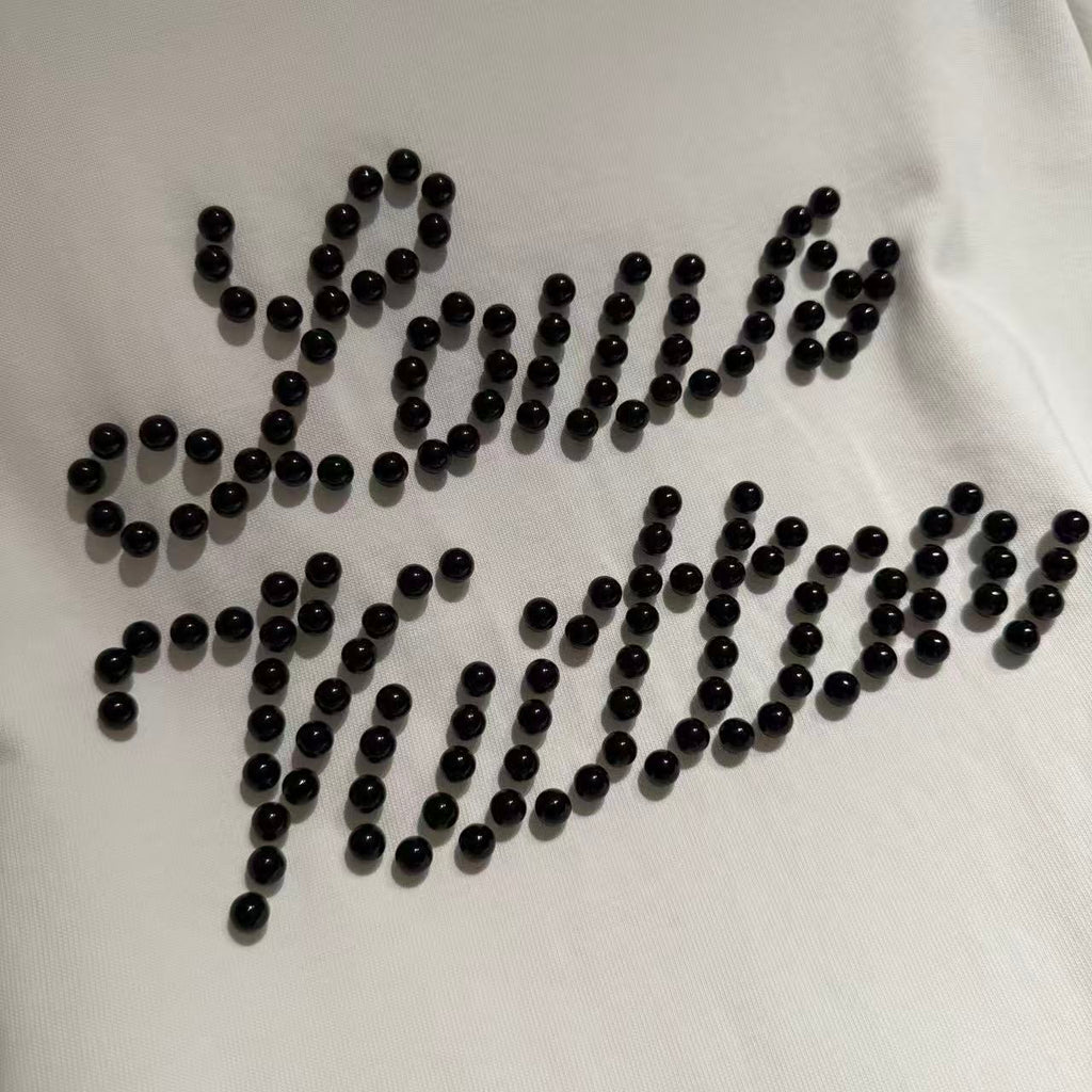 Louis Vuitton T-Shirt White with Pearls Detailing