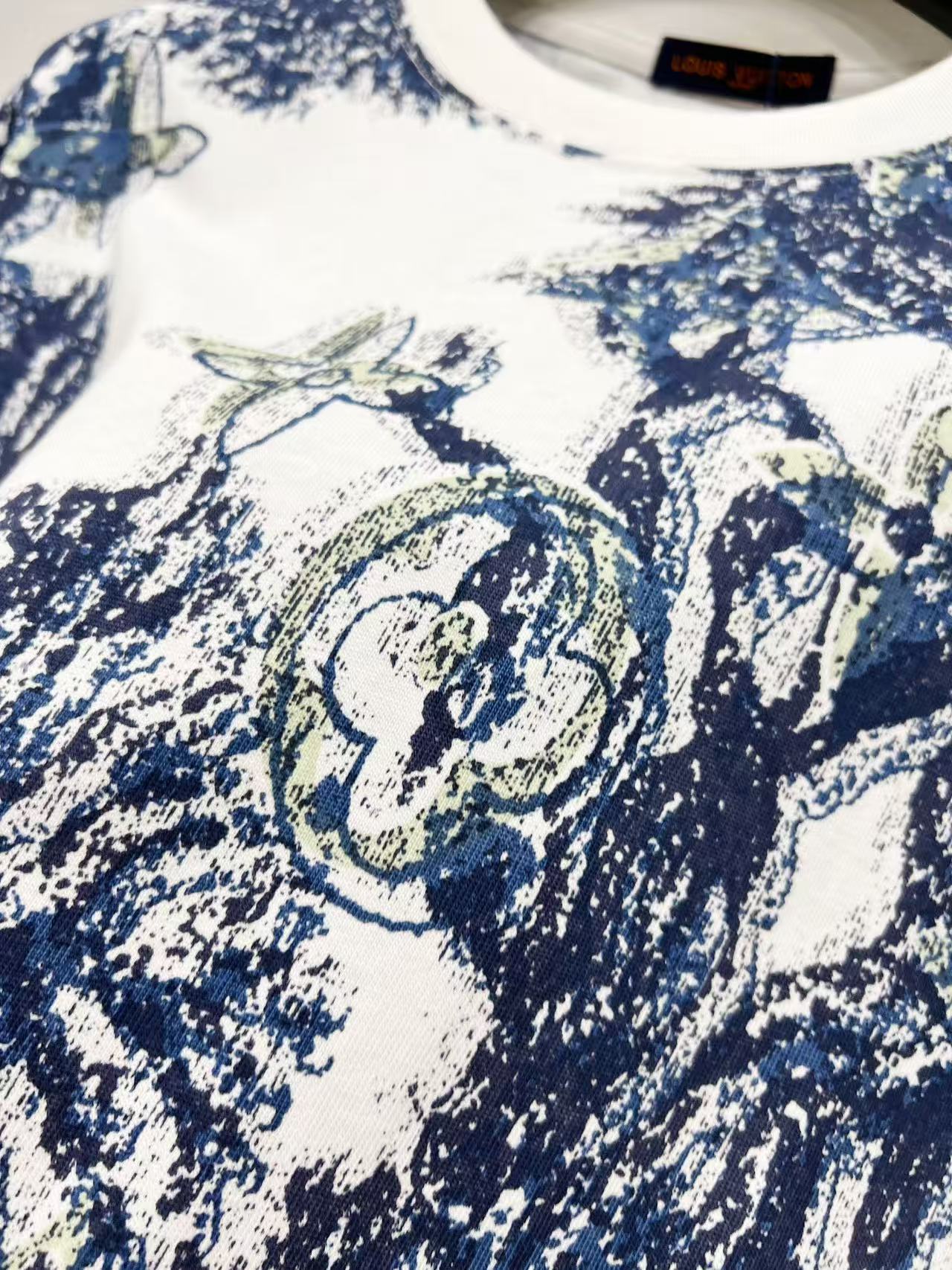 Louis Vuitton T-Shirt graphic cotton short-sleeve dark denim